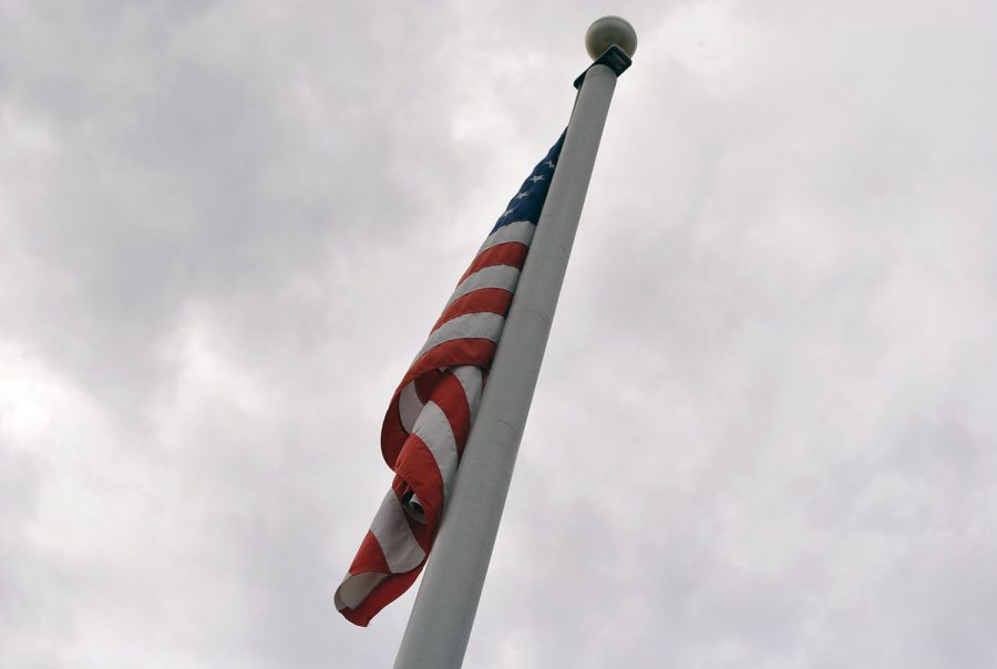 The flag in front of Jupiter High School, the day after the election