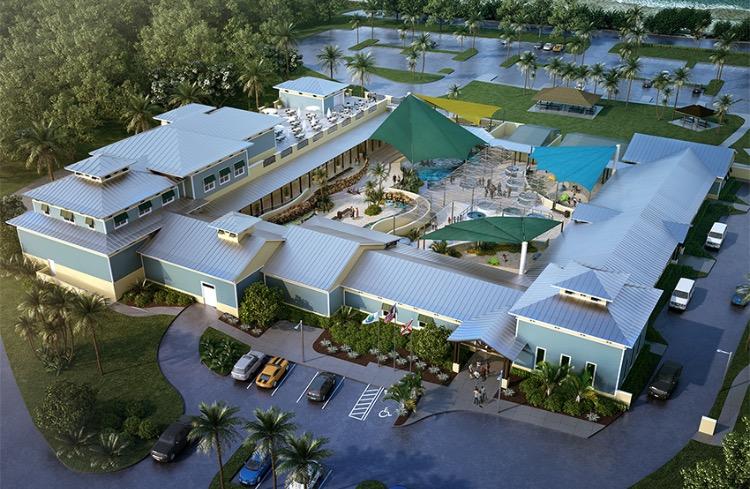 The layout of the Loggerhead MarineLife Center and what it will look like after the expansion, which will include a rooftop café, a larger gift shop, turtle yard, and education building. 