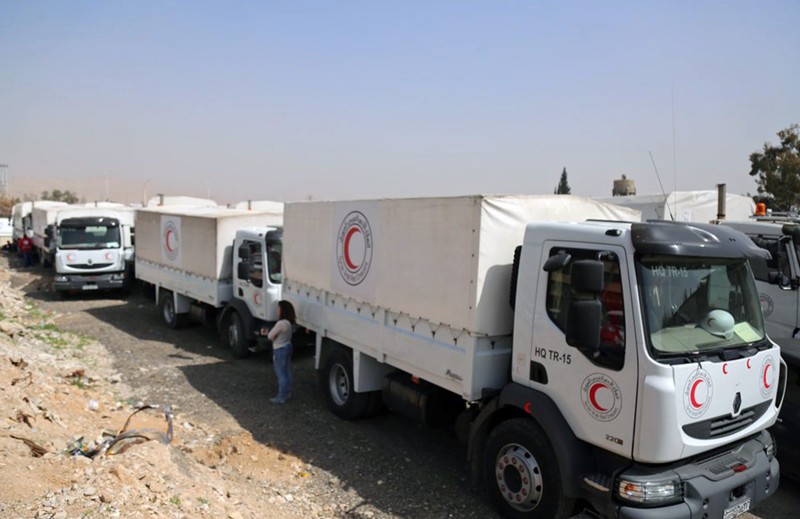 Aid trucks meant to help the civilians trapped in Eastern Ghouta were stopped for hours by roadblocks ordered by the Syrian Government.  