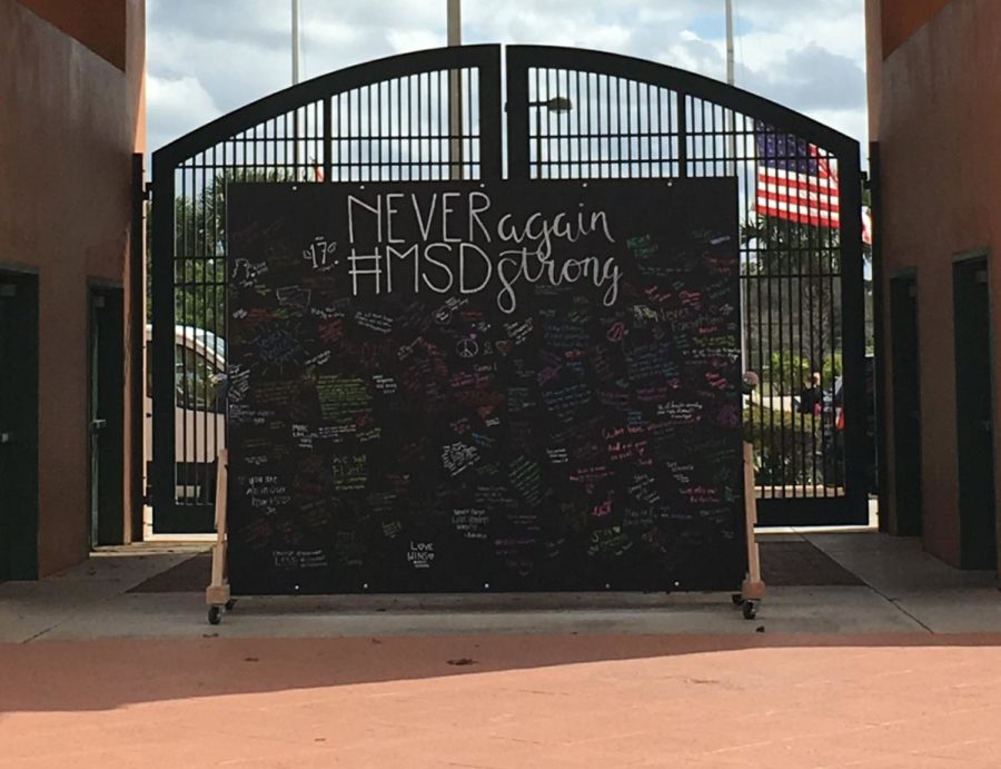 Throughout the Marjory Stoneman Douglas memorial, students and faculty were able to write their words of sympathy and hope to those who experienced the horrific tragedy.  