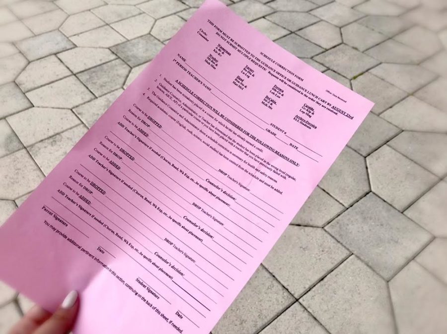 A picture of the schedule correction form.