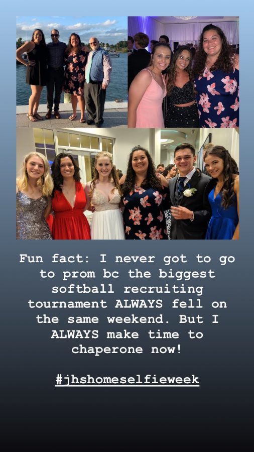 JHS Athletic Director Kim Jalms post on April 20, participating in the schools Prom Day.