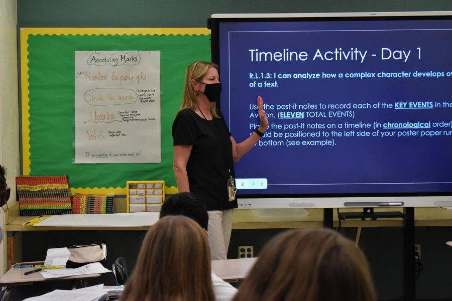 Jill Plummer captured teaching her students.