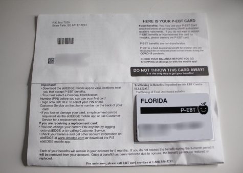 The P-EBT card and paperwork sent to students across the Palm Beach County School District.