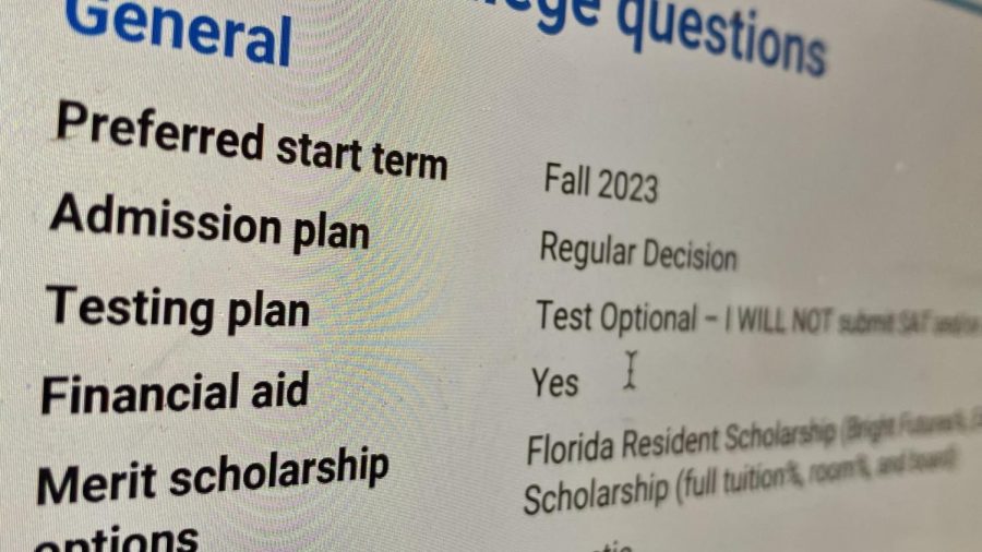 The test optional choice displayed on the main Common Application screen.