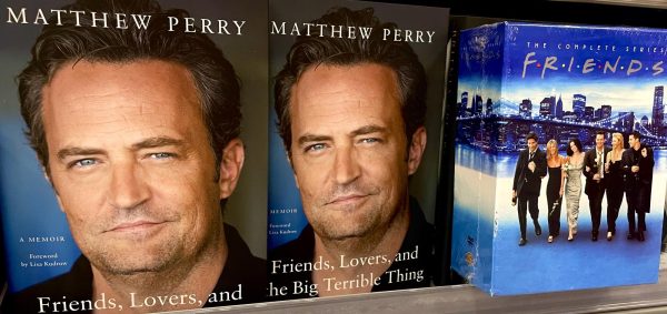 Left: Matthew Perrys memoir, Friends, Lovers, and the Big Terrible Thing.
Right: The complete series of Friends, the sitcom Perry starred in as Chandler Bing.