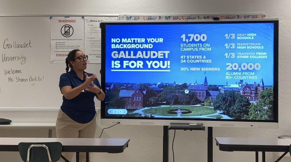 Sharon Castillo welcomes JHS ASL students