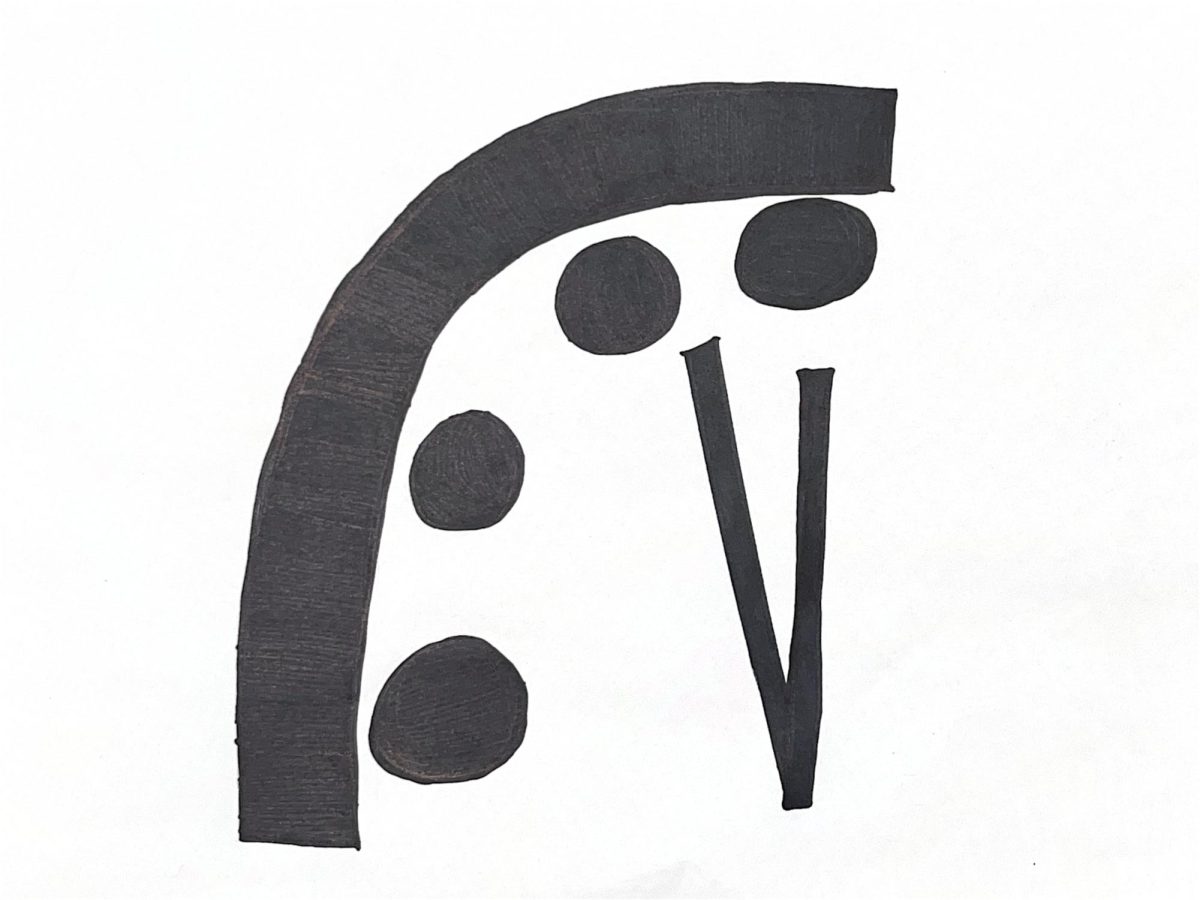 Drawing of the Doomsday Clock 