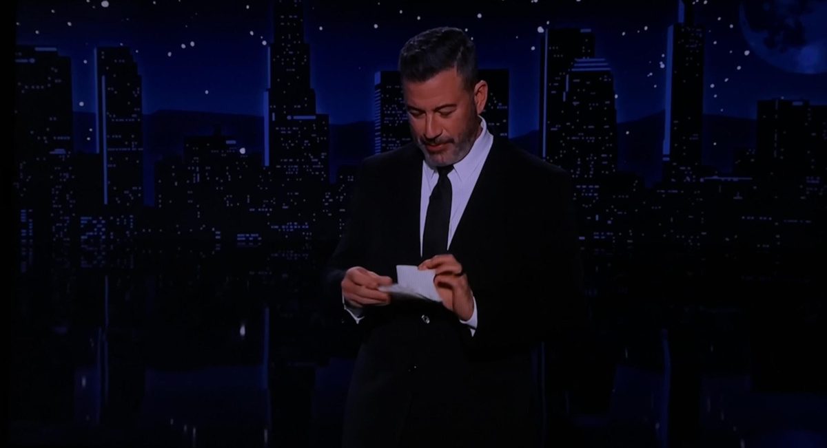 Jimmy Kimmel speaking on his talk show, "Jimmy Kimmel Live!"