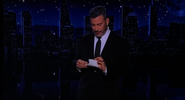 Jimmy Kimmel speaking on his talk show, "Jimmy Kimmel Live!"