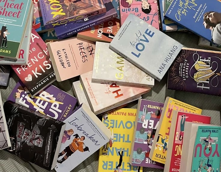 Scattered array of popular BookTok books.