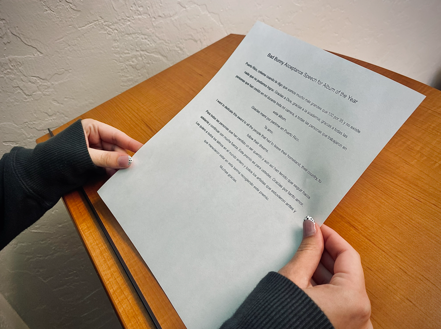 Copy of singer Bad Bunny's award acceptance speech