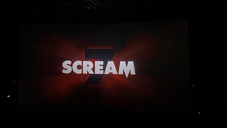Scream 7 title screen in movie theater