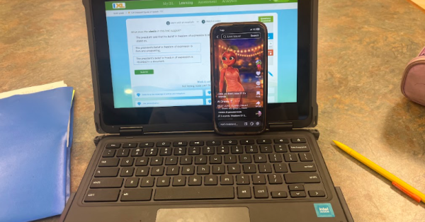 Student watches AI Fruit Love Island episode on TikTok while at school